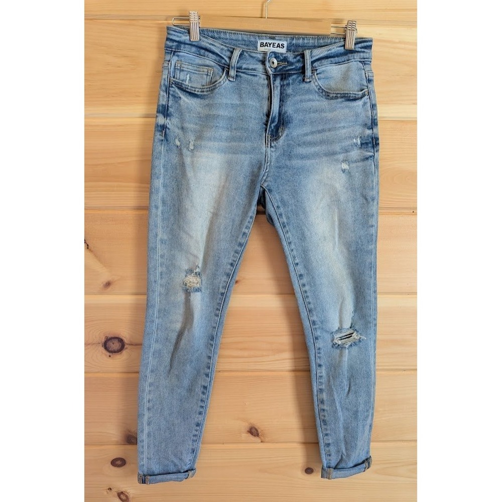 Bayeas Skinny Jeans Women 27 High Rise Distressed Ripped Streetwear Edgy Casual